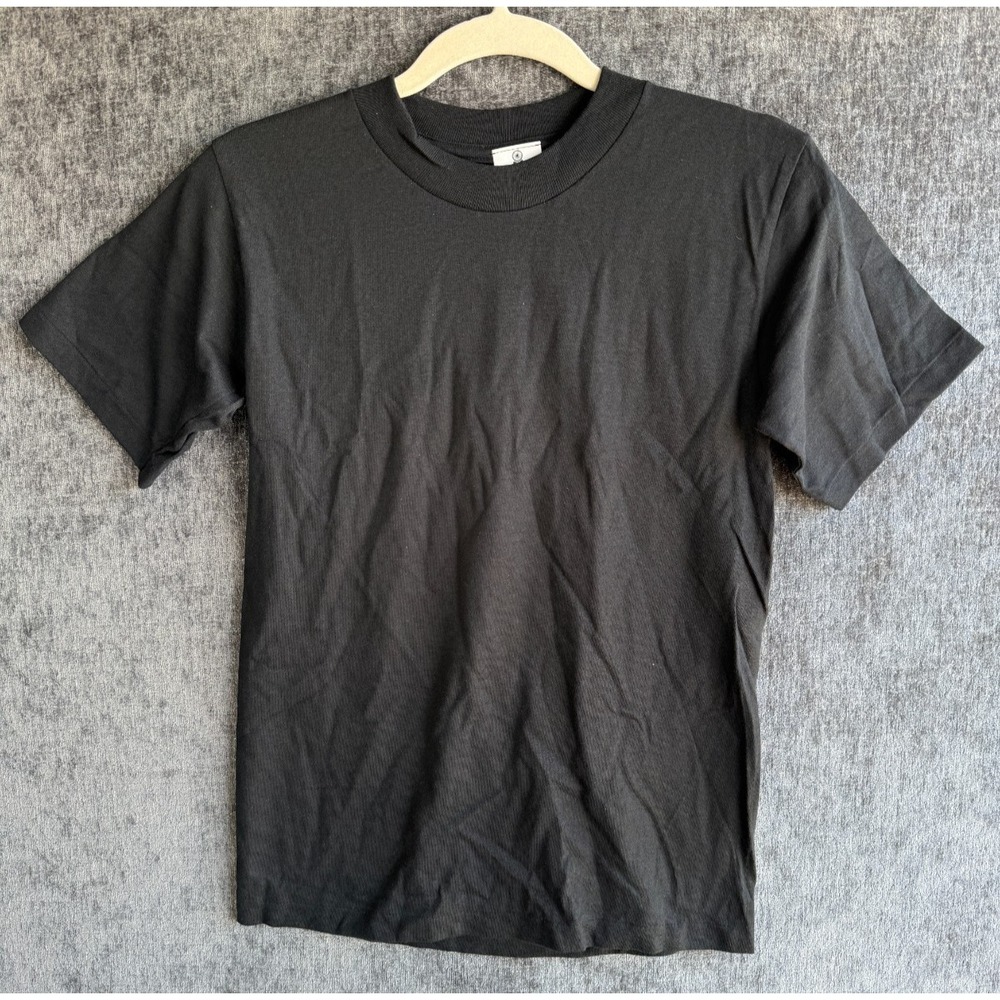 Vintage 90s Racoo New York Blank T Shirt Boys Medium Black Single Stitch USA